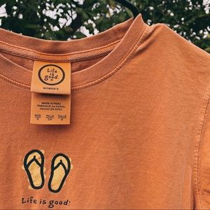 Life is Good T Shirt Lightwash Orange